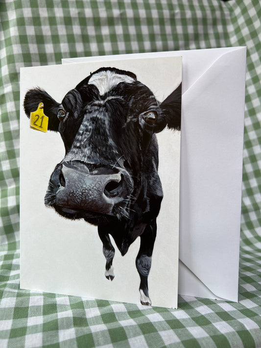 ‘Greetings’ Cow Greeting Card