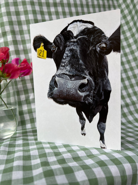 ‘Greetings’ Cow Greeting Card